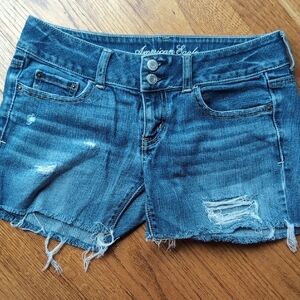 Jean Shorts American Eagle Outfitters Blue Distressed Denim